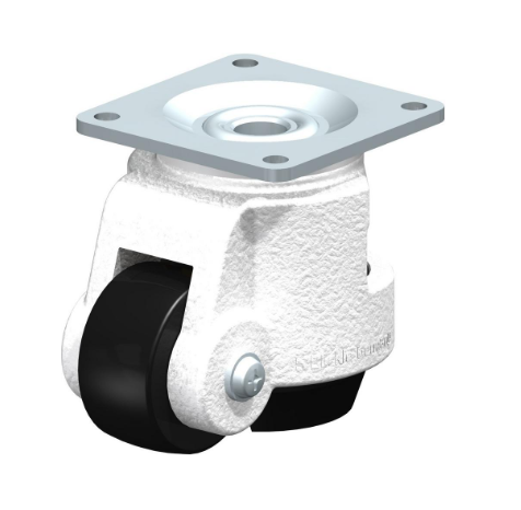 HRP-POA 50G - RODAJA GIRATORIA NIVELADORA CUERPO DE ALUMINIO Y RUEDA DE NYLON NEGRO CON BUJE DE 50MM HASTA 250 KG HRP-POA 50G