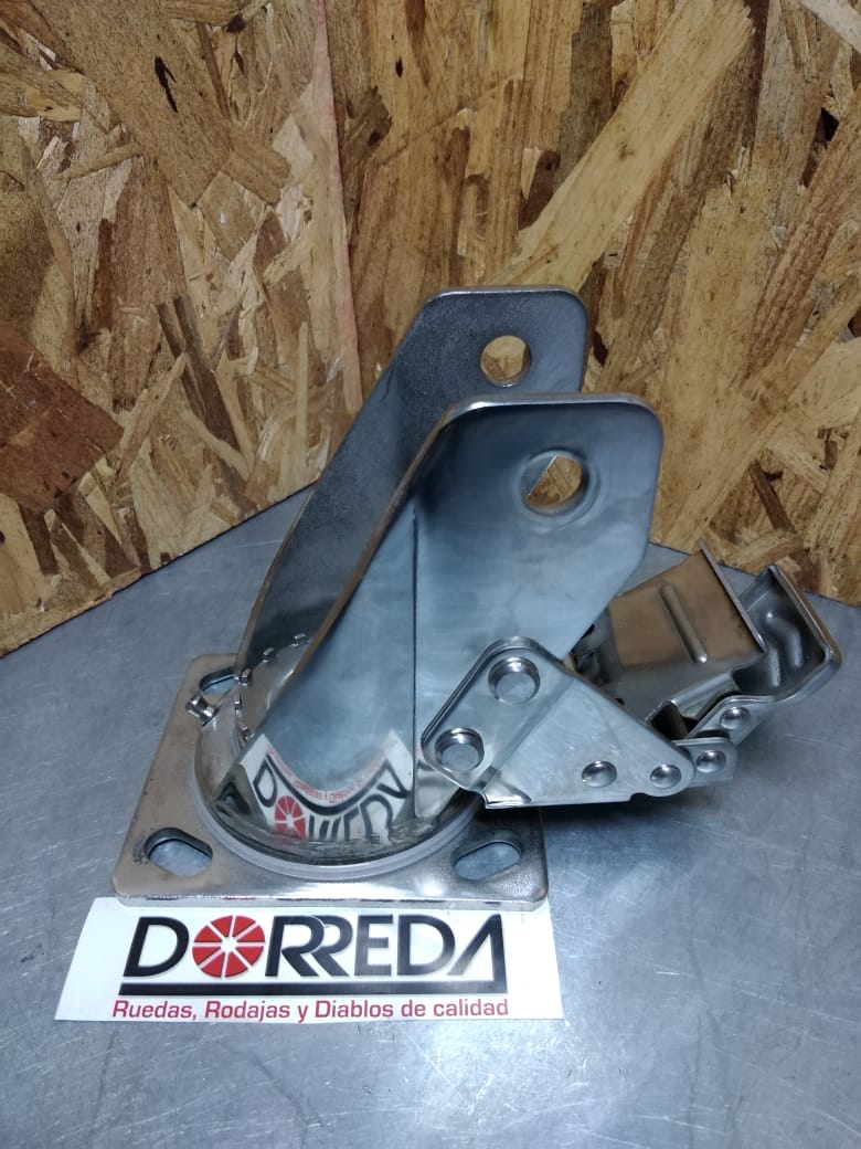B3ZZ60JZ8317YY - BASE PLACA GIRATORIA CON FRENO TOTAL DUAL INOX ESPEJO 6X2" B3ZZ60JZ8317YY