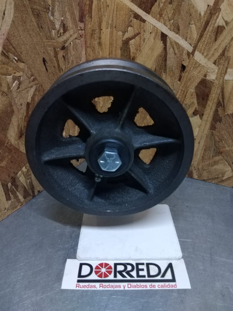 Y-1140-152 - RUEDA FIERRO C/RANURA V 6X2" CON BALERO DE RODILLO, BUJE Y RETEN PLASTICO Y-1140-152