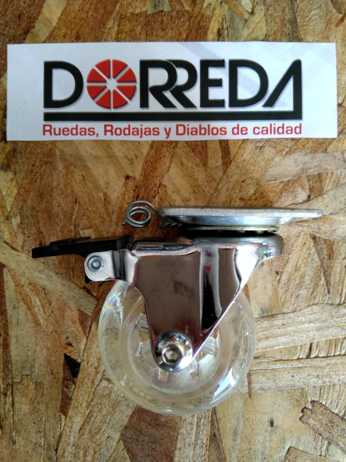 Y-1165-50 - RODAJA BASE PLACA GIRATORIA CON FRENO PLASTICO PU TRANSPARENTE 50X21MM Y-1165-50