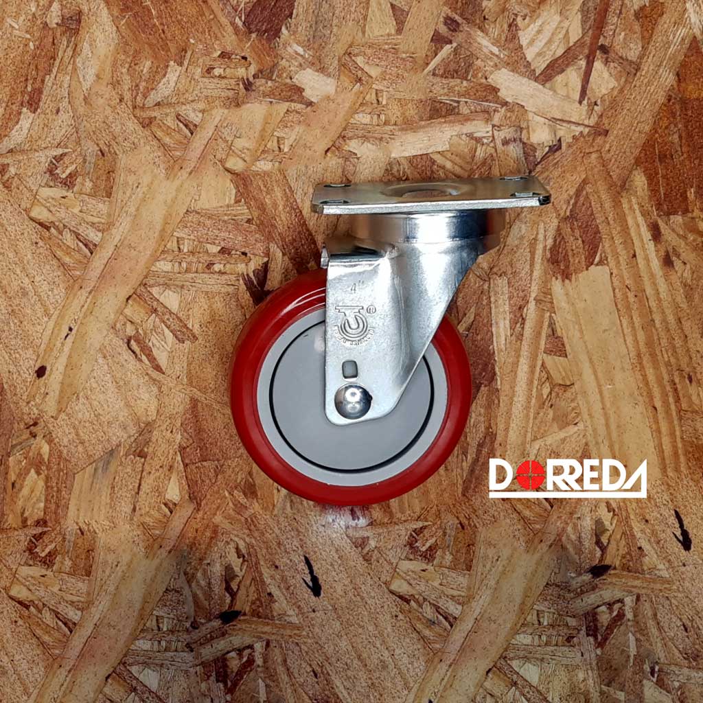 13PP40GD4406YY - RODAJA BASE PLACA GIRATORIA SIN FRENO 4X1-1/4" POLYPRO ROJO 13PP40GD4406YY