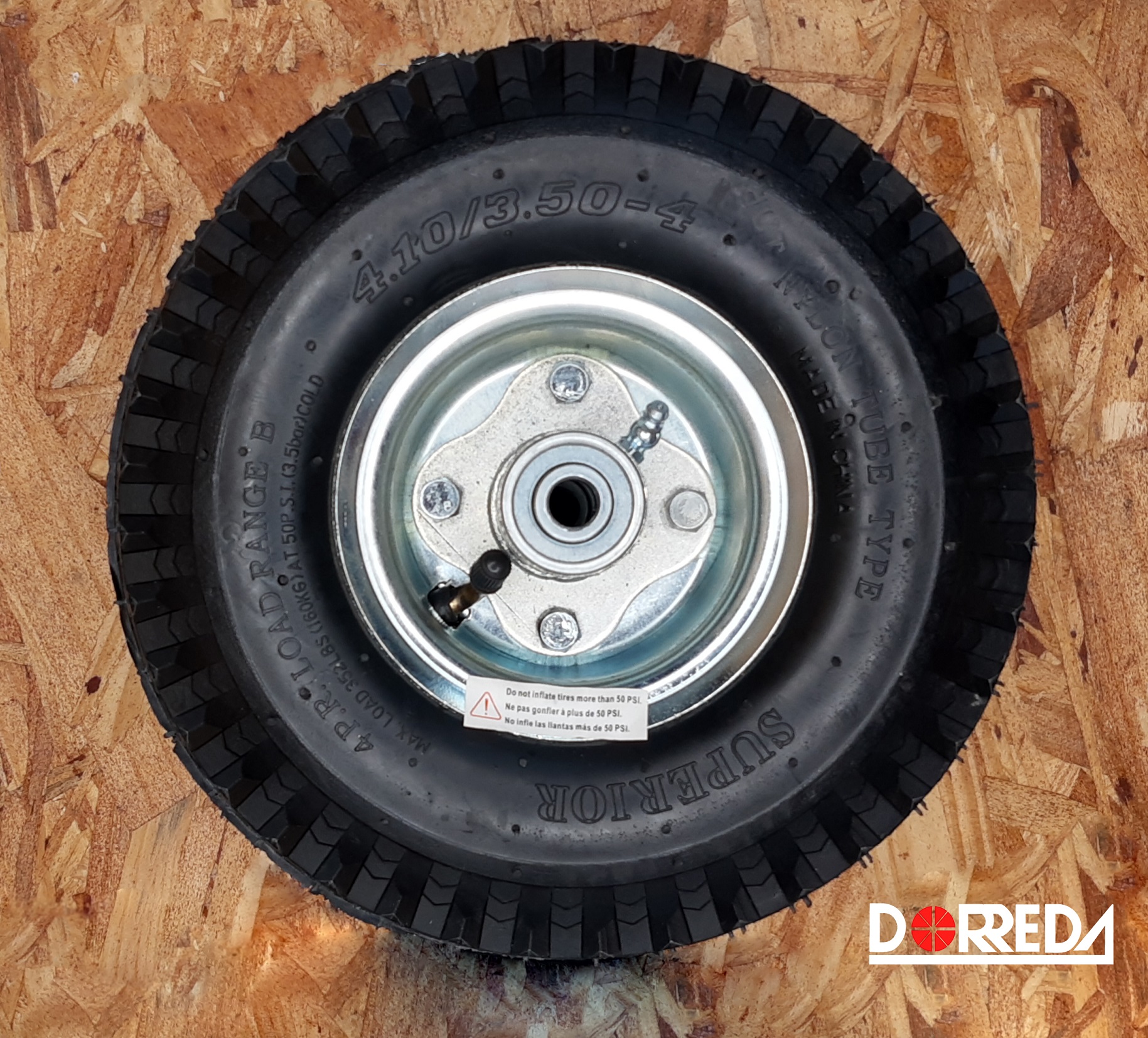 FP0D4CP2 - LLANTA NEUMATICA INTERIOR A 5/8" TUBO CENTRADO NEGRO 10" FP0D4CP2